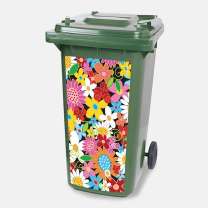 Kliko sticker - Flower Power - container sticker - afvalbak - vuilnisbak - brievenbus