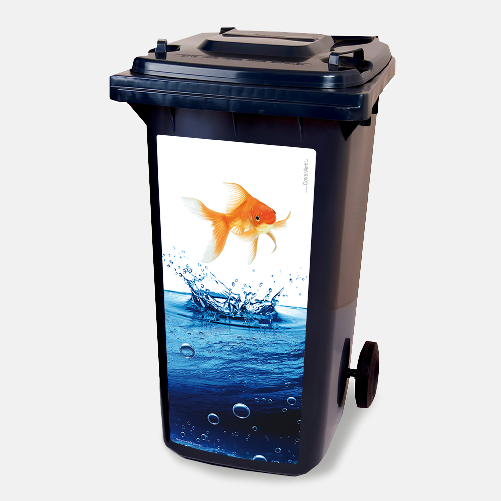 Kliko sticker - Happy Goldfish - container sticker - afvalbak - vuilnisbak - brievenbus