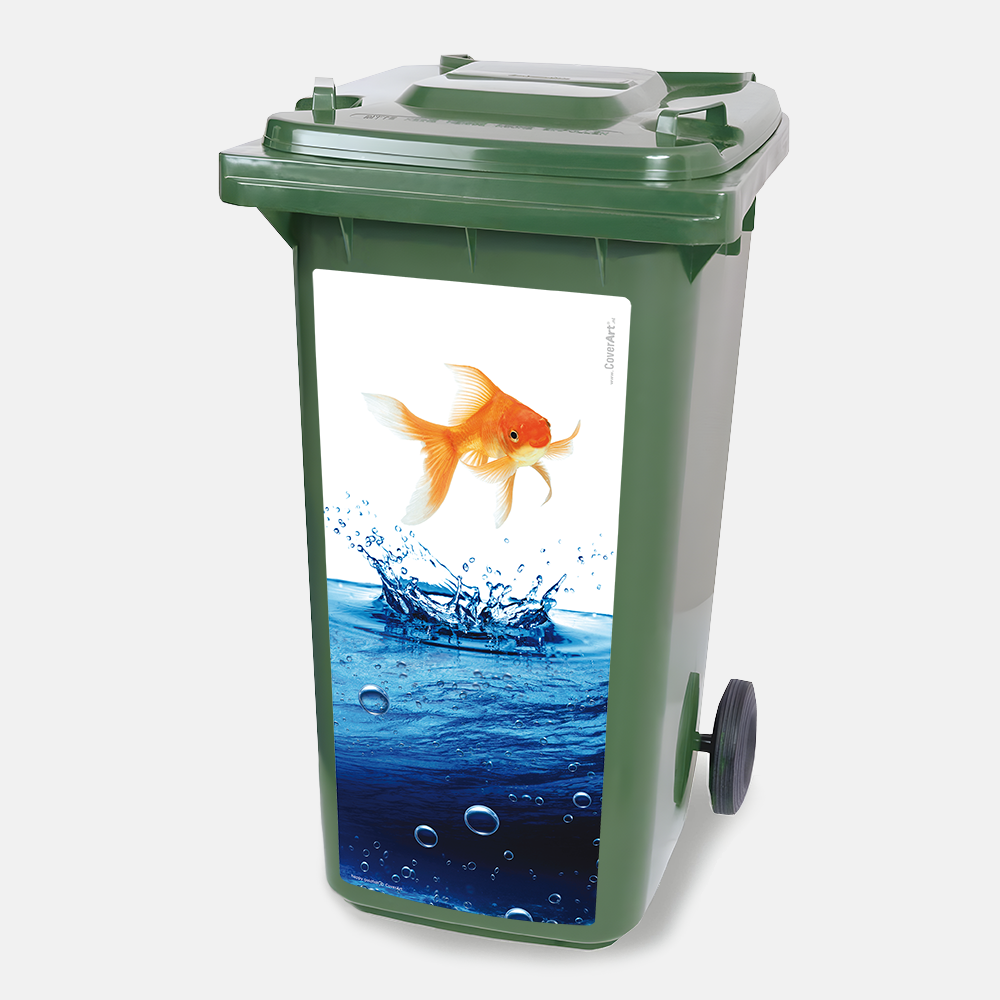 Kliko sticker - Happy Goldfish - container sticker - afvalbak - vuilnisbak - brievenbus