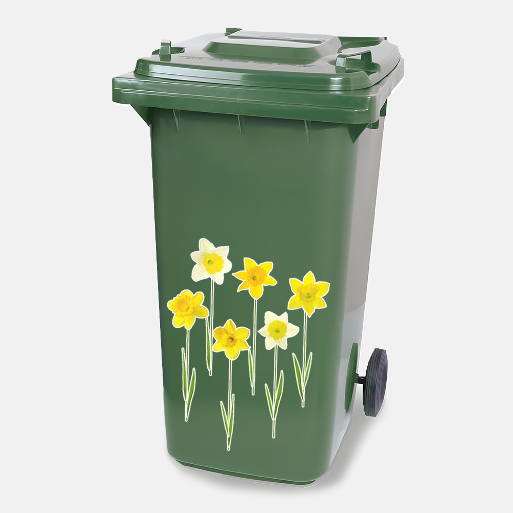 Stickervel - Narcissen - container sticker - afvalbak - vuilnisbak - brievenbus